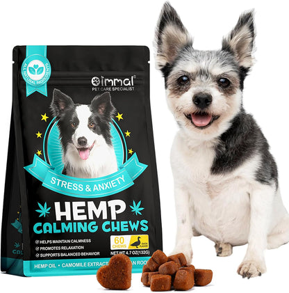 Calming Chew Für Hunde(Hähnchen Geschmack 60 Stück),Beruhigende Chews Für Haustiere,Ti Stress Snack Für Ihren Hund,Fördern Entspannung, Reduzieren Stress,Mit Natürlichen Inhaltsstoffen