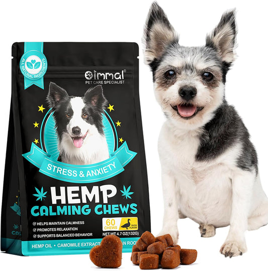 Calming Chew Für Hunde(Hähnchen Geschmack 60 Stück),Beruhigende Chews Für Haustiere,Ti Stress Snack Für Ihren Hund,Fördern Entspannung, Reduzieren Stress,Mit Natürlichen Inhaltsstoffen