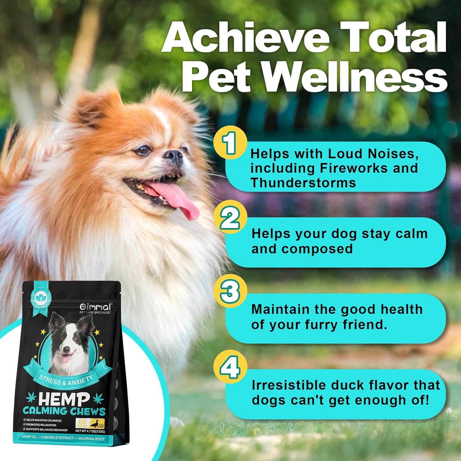 Calming Chew Für Hunde(Hähnchen Geschmack 60 Stück),Beruhigende Chews Für Haustiere,Ti Stress Snack Für Ihren Hund,Fördern Entspannung, Reduzieren Stress,Mit Natürlichen Inhaltsstoffen